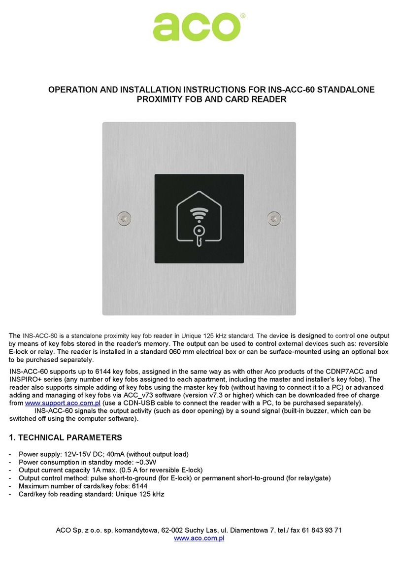 ACO INS-ACC-60 Operation and installation instructions
