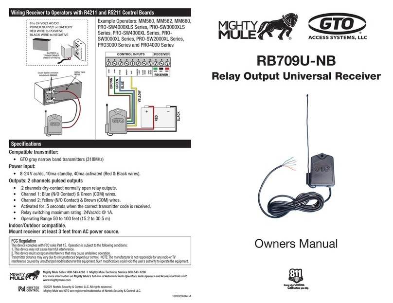 Mighty Mule GTO RB709U-NB User manual