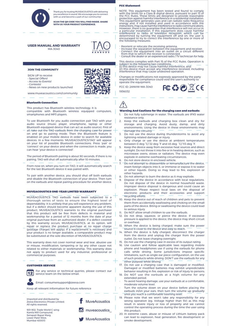 TAO MA-3040 User manual and warranty