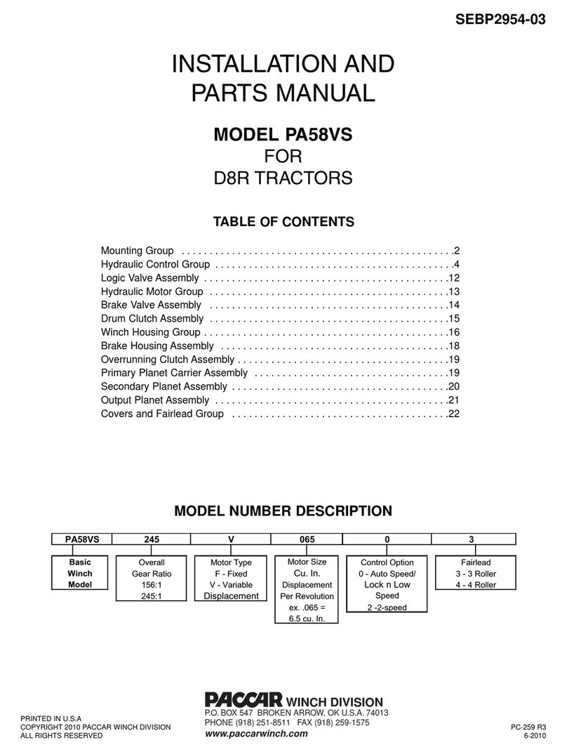 Paccar Winch PA58VS User manual Paccar Winch PA58VS User manual