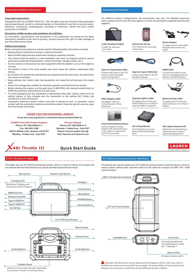 Launch X-431 Throttle III quick start guide