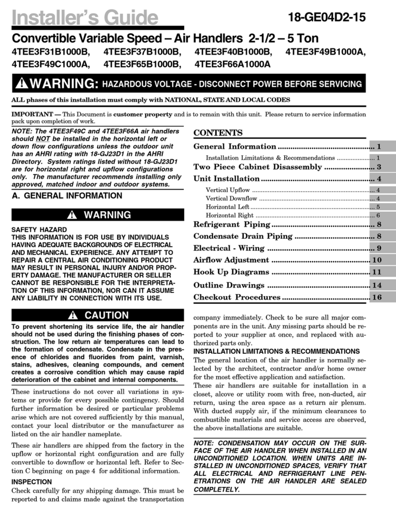 Trane 4TEE3F31B1000B Assembly instructions