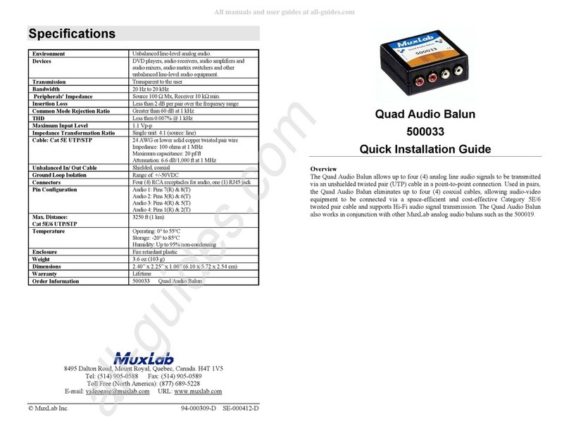 MuxLab 500033 Quick installation guide