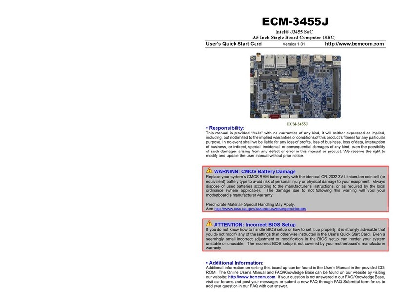 BCM ECM-3455J User's quick start card