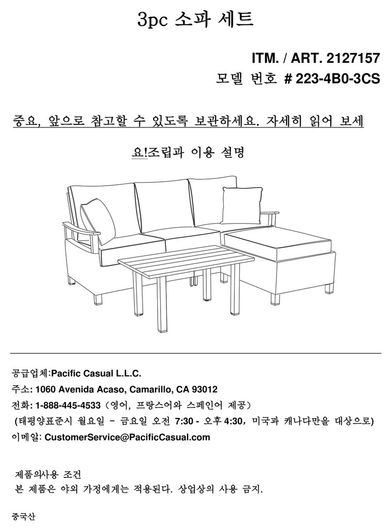 Pacific Casual 223-4B0-3CS Assembly and use instructions