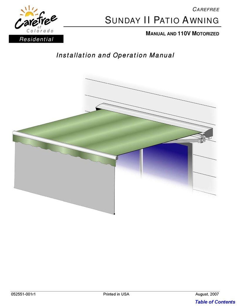 Carefree of Colorado SUNDAY II PATIO AWNING Installation and operation manual