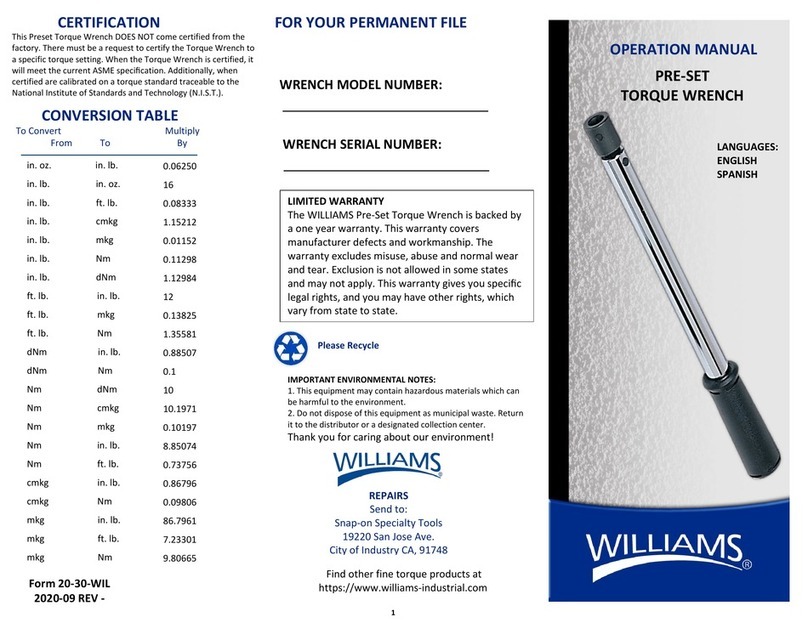 Williams PRE-SET Operation manual
