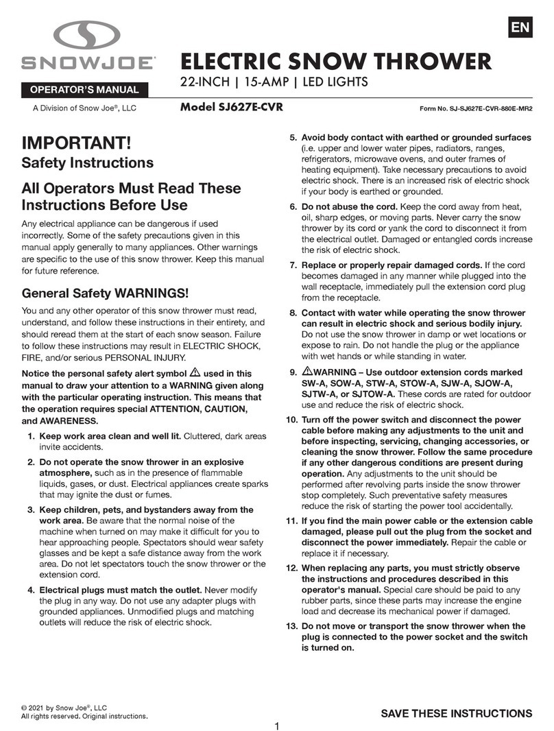 SHOWJOE SJ627E-CVR Operator's manual