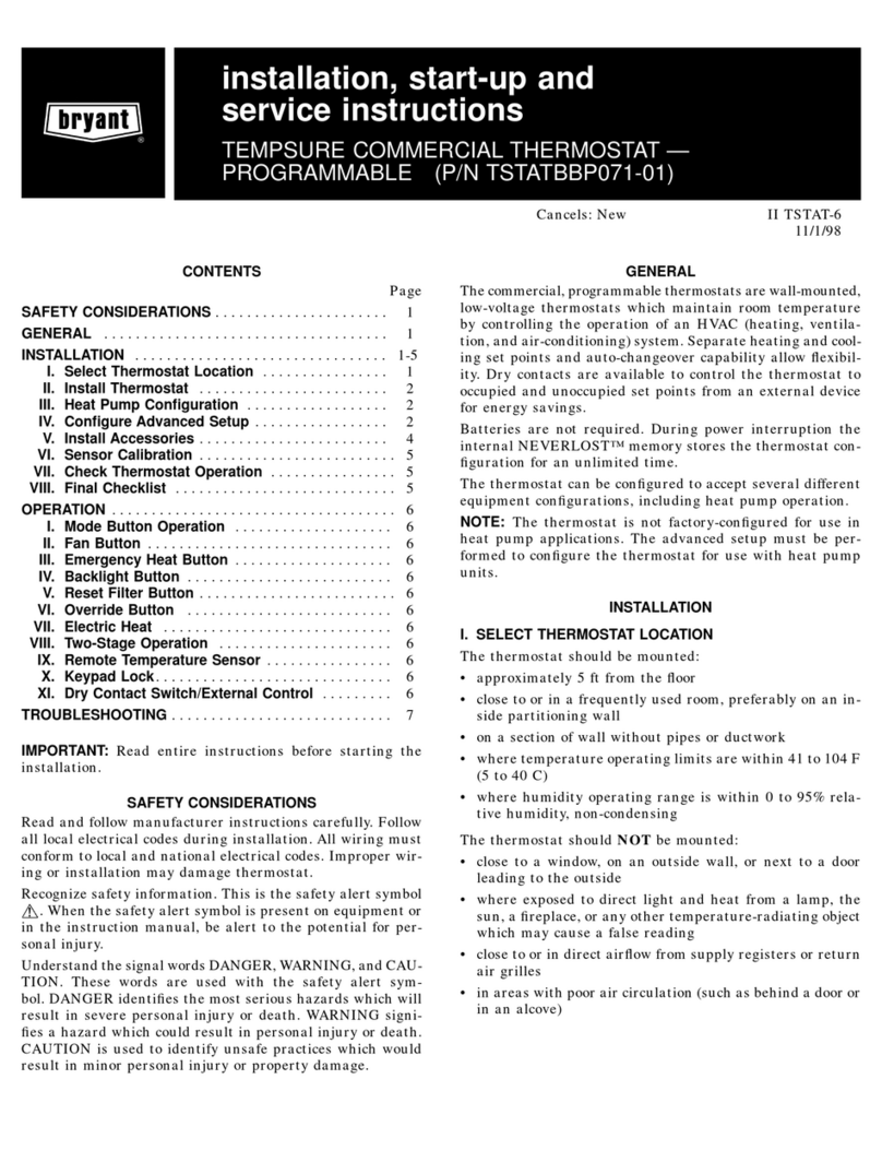 Bryant TSTATBBP071-01 Dimensions and installation guide