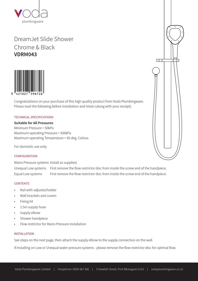 Voda Plumbingware VDRM043 quick start guide Voda Plumbingware VDRM043 quick start guide