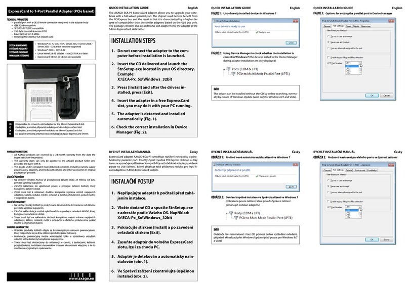 AXAGO ECA-P1 Quick installation guide