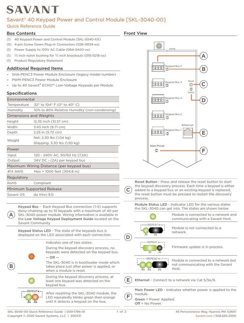 Savant SKL-3040-00 User manual Savant SKL-3040-00 User manual