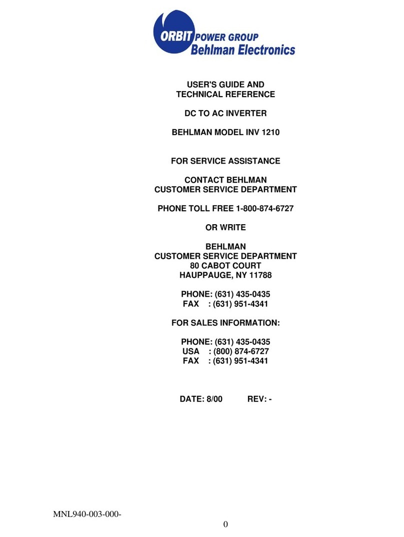 Orbit BEHLMAN INV 1210 User's guide and technical reference manual