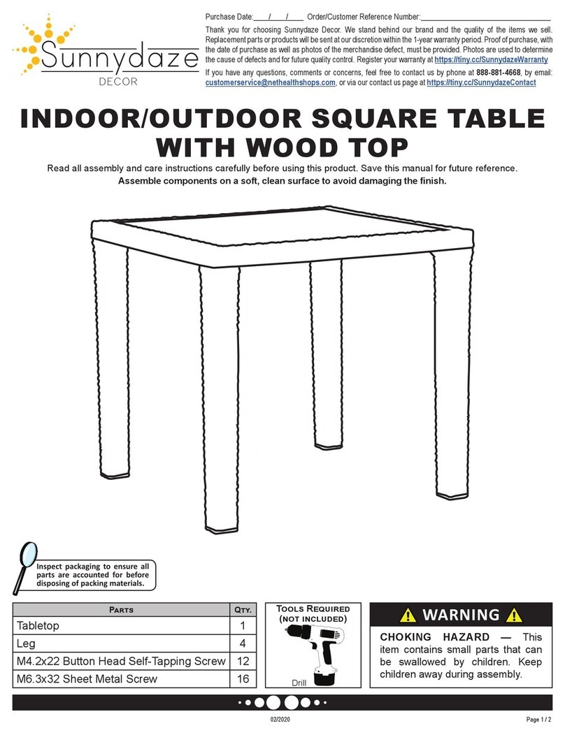 Sunnydaze Decor TLA-859 Assembly instructions Sunnydaze Decor TLA-859 Assembly instructions