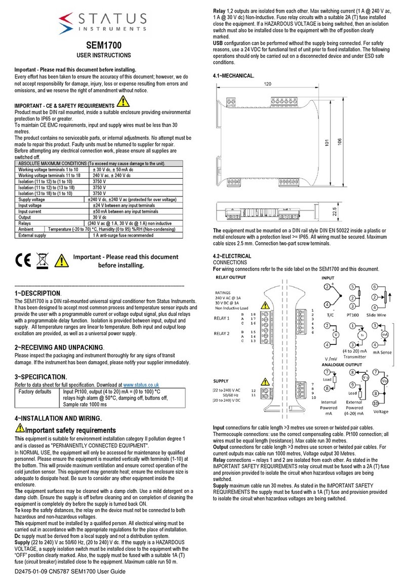 Status Instruments SEM1700 User manual