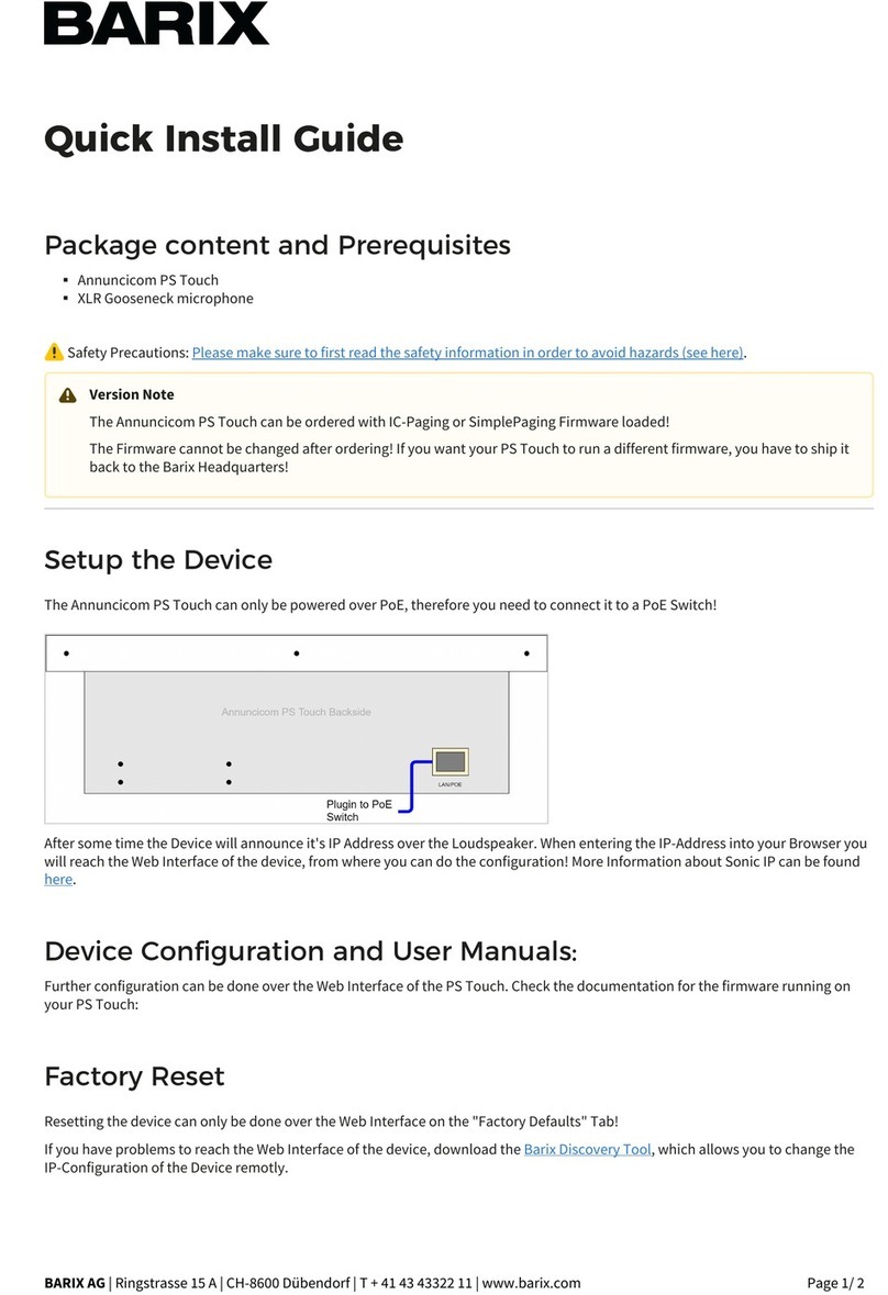 BARIX Annuncicom PS Touch User manual