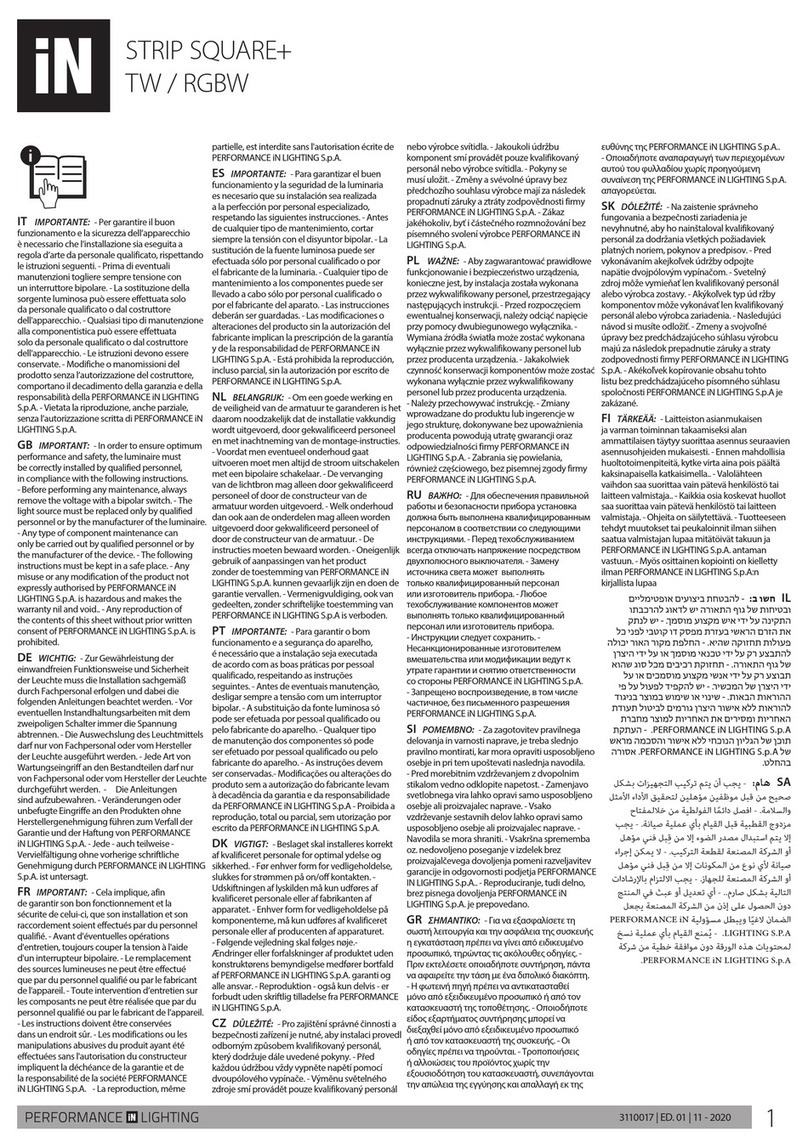 Performance In Lighting STRIP SQUARE+ TW User manual