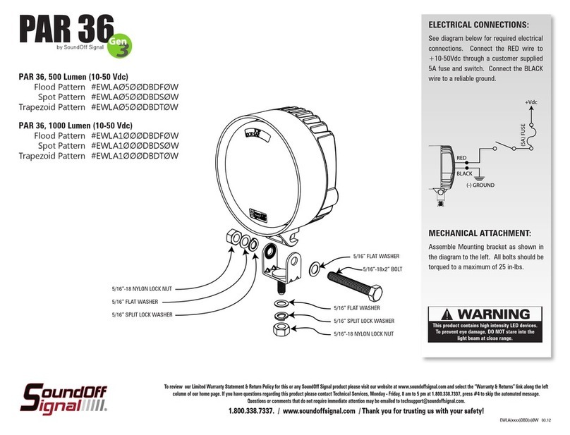 Soundoff Signal PAR 36 EWLAO500DBDFOW quick start guide