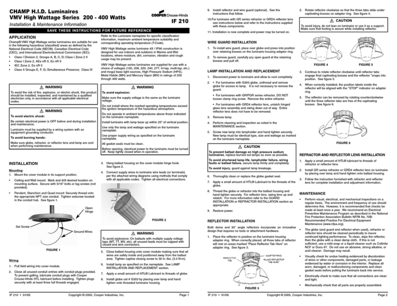 Cooper Crouse-Hinds Champ VMV High Wattage Series quick start guide