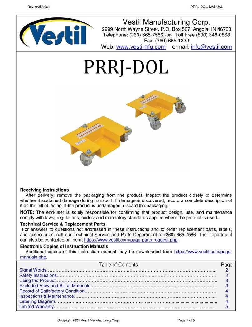 Vestil PRRJ-DOL quick start guide