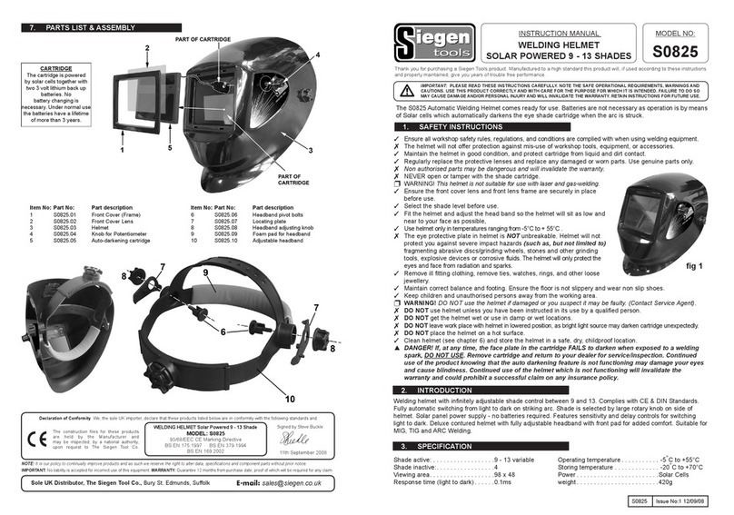 Siegen tools S0825 instruction manual