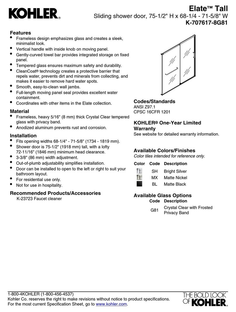 Kohler Elate Tall K-707617-8G81-MX User manual Kohler Elate Tall K-707617-8G81-MX User manual