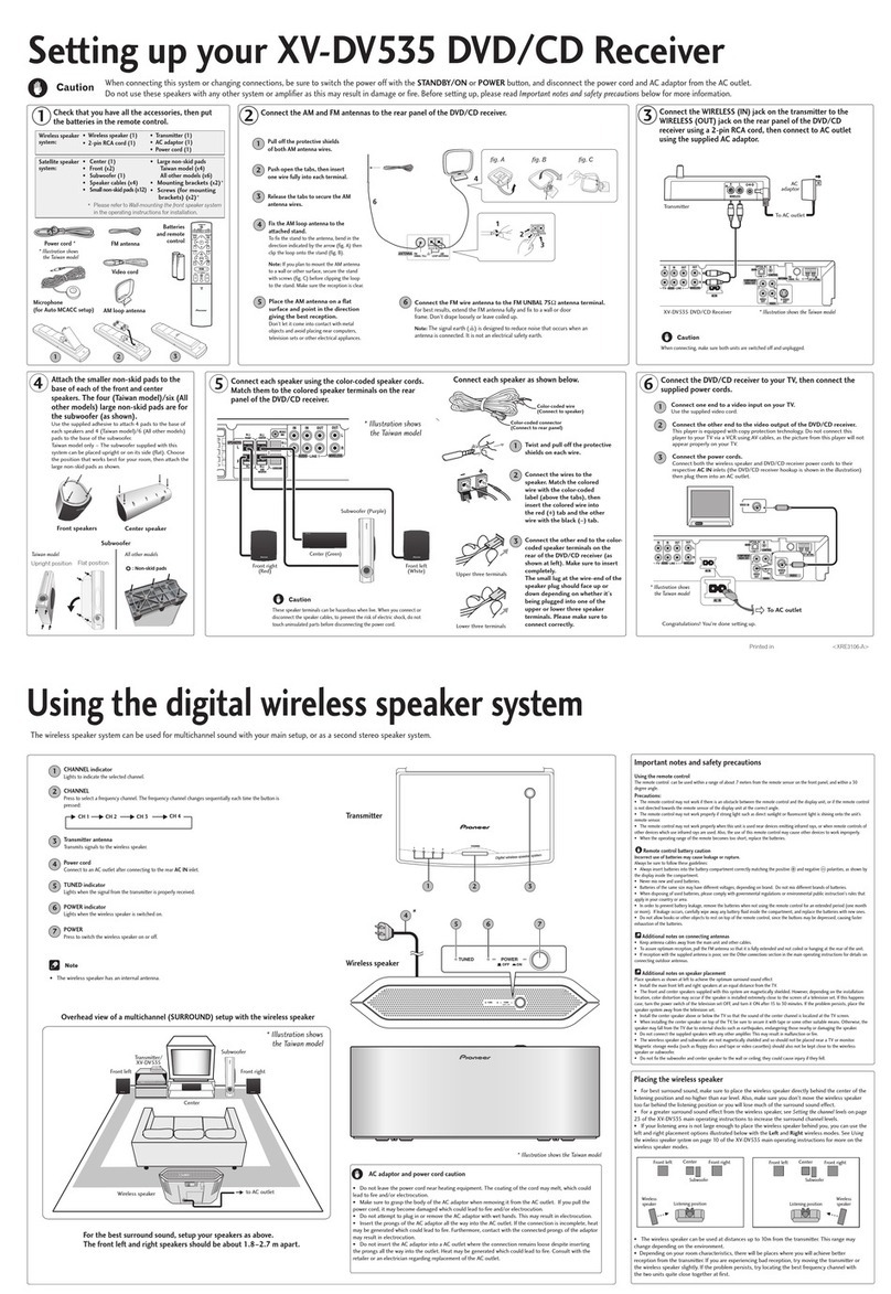 Pioneer XV-DV535 Setting up