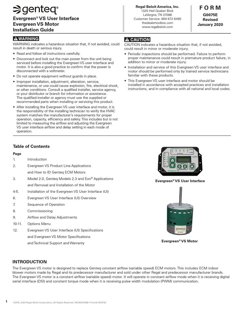 Regal-Beloit Genteq Evergreen VS User manual