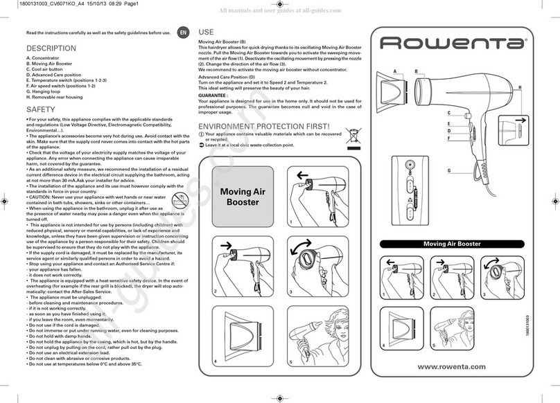 Rowenta RESPECTISSIM INSTANT DRY CV6071K0 User manual