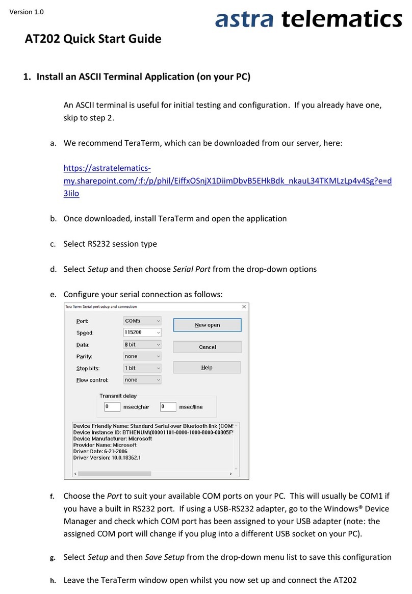 astra telematics AT202 quick start guide