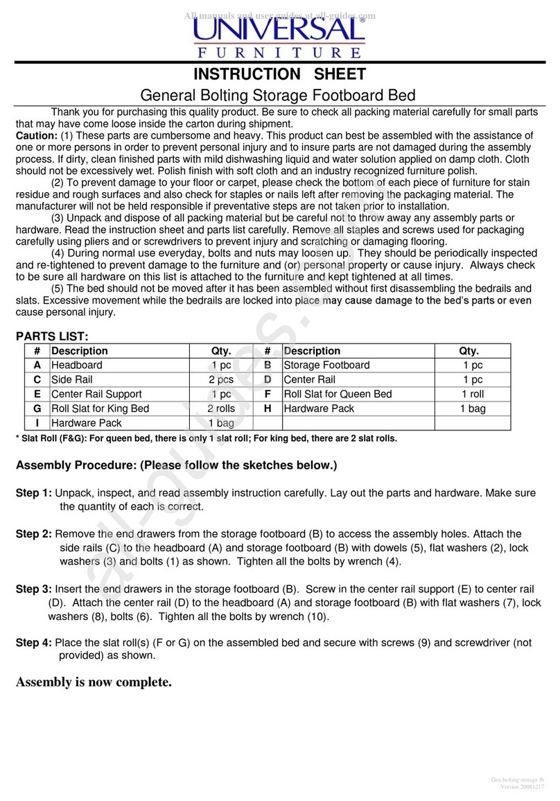 Universal Furniture General Bolting Storage Footboard Bed instruction sheet Universal Furniture General Bolting Storage Footboard Bed instruction sheet