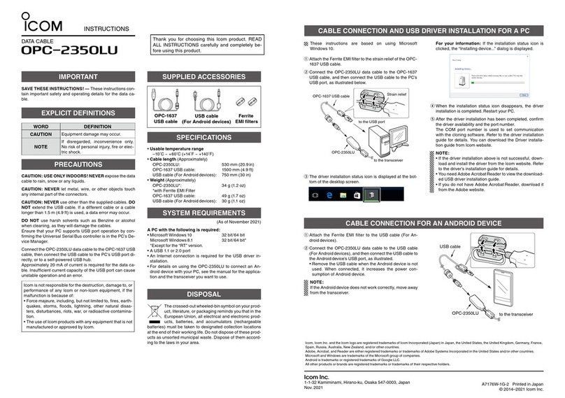 Icom OPC-2350LU User manual Icom OPC-2350LU User manual
