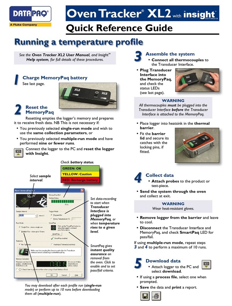 Fluke DATAPAQ Oven Tracker XL2 Quick reference guide