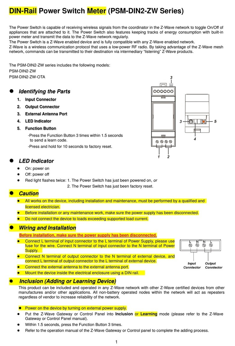 Vesta PSM-DIN2-ZW Series quick start guide