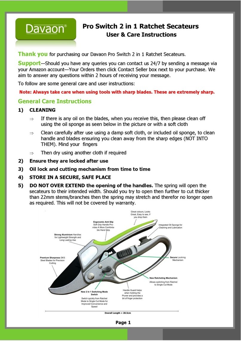 Davaon Pro Switch 2 in 1 Ratchet Secateurs instructions