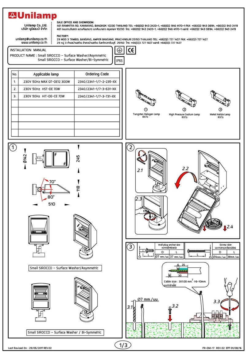 Unilamp Small SIROCCO installation manual