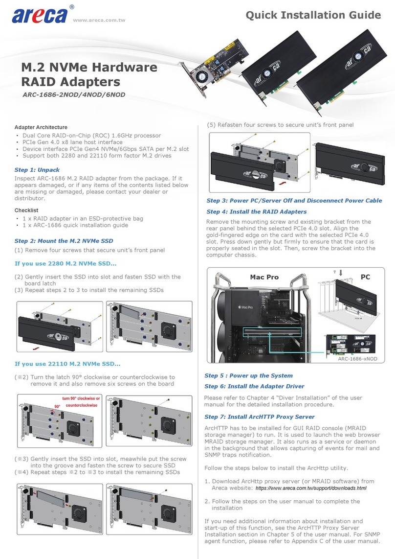 Areca ARC-1686-2NOD Quick installation guide Areca ARC-1686-2NOD Quick installation guide