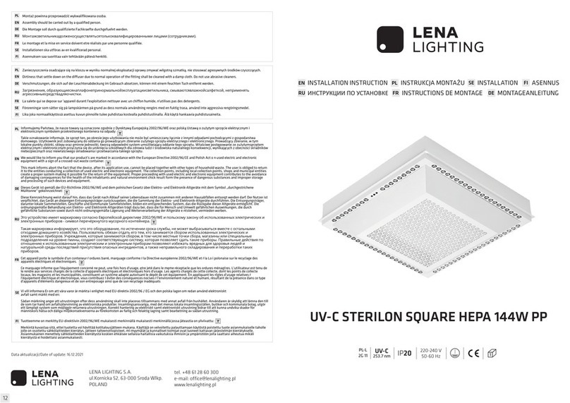 Lena Lighting UV-C STERILON SQUARE HEPA 144W PP Installation instruction