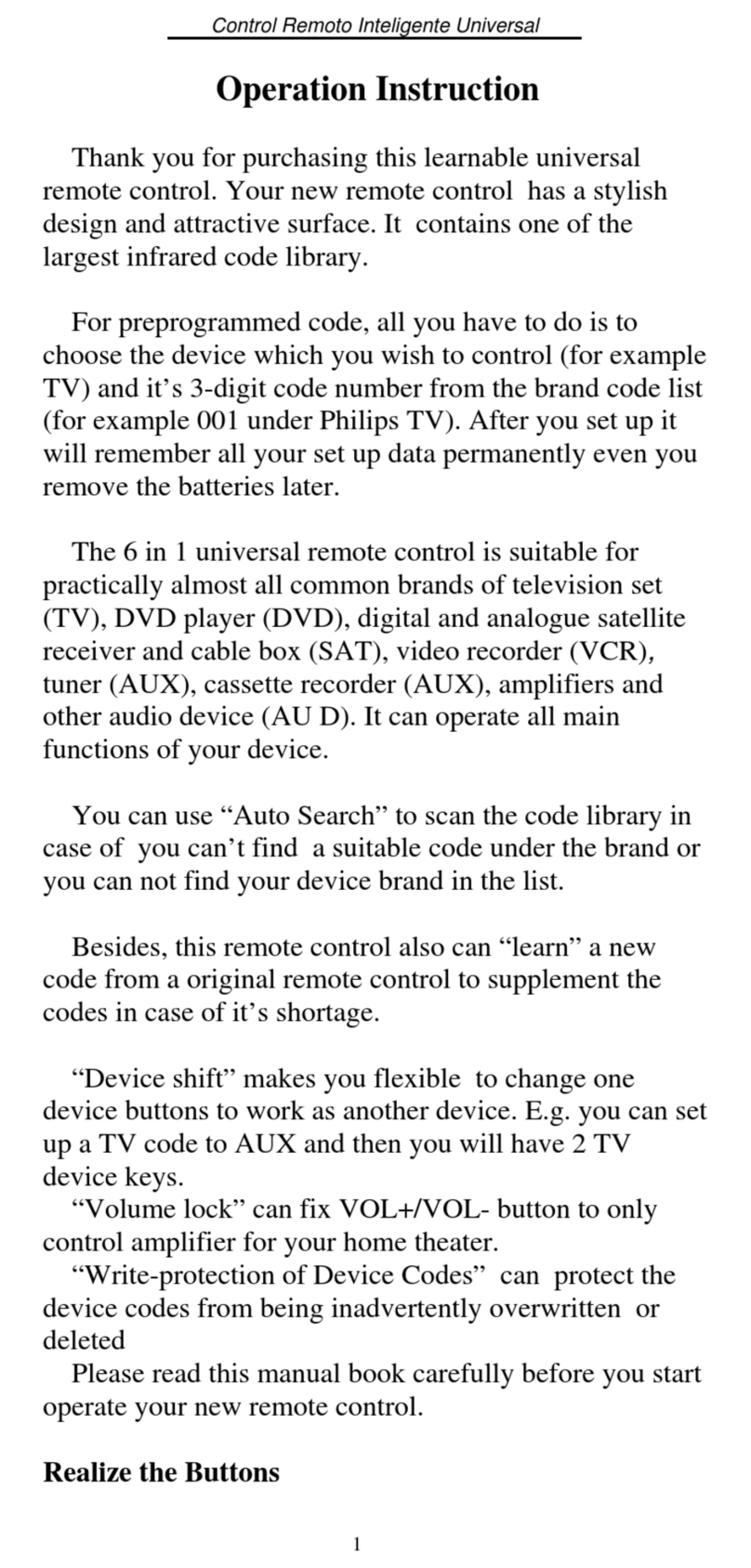 Selectron RC-001 operation instruction