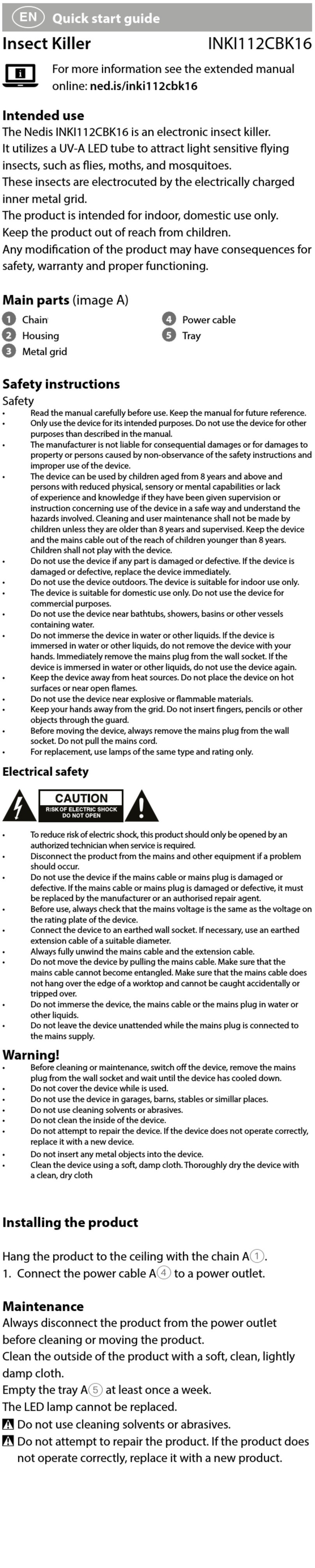 nedis INKI112CBK16 quick start guide nedis INKI112CBK16 quick start guide