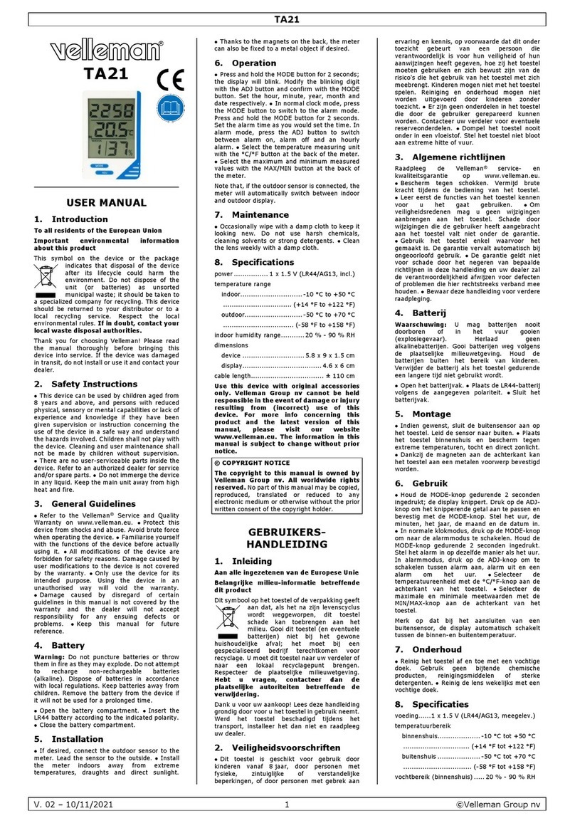 Velleman TA21 User manual