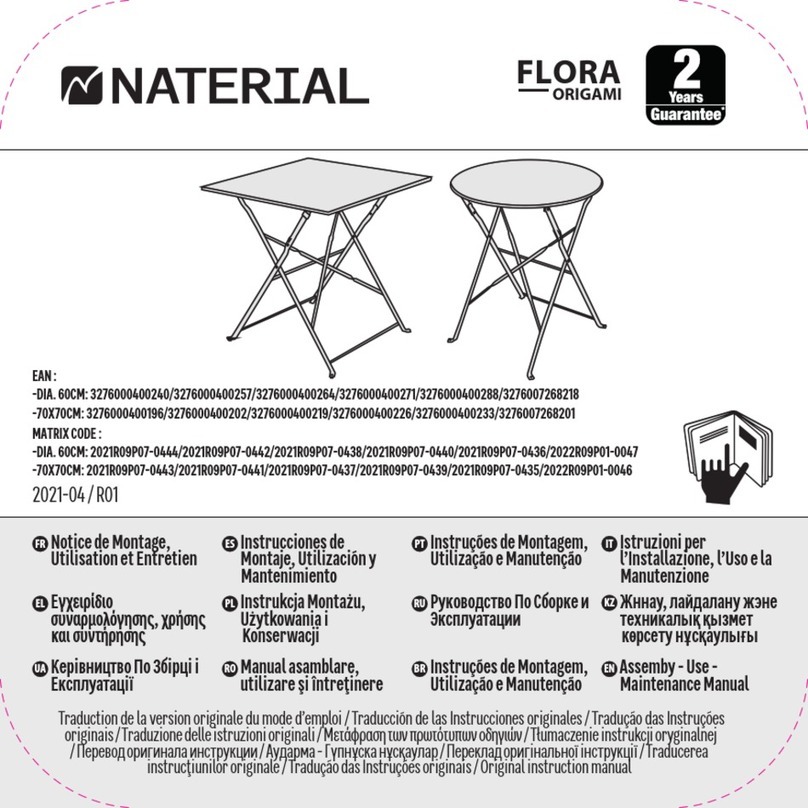 Naterial FLORA ORIGAMI 09P07-0440 Assemby - Use - Maintenance Manual Naterial FLORA ORIGAMI 09P07-0440 Assemby - Use - Maintenance Manual