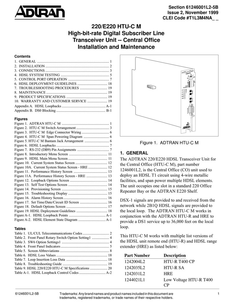 ADTRAN HTU-C M Installation and Maintenance