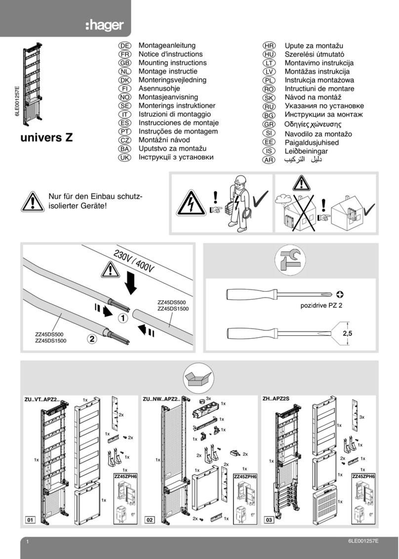 hager univers Z ZU VT APZ2 Series Mounting instructions