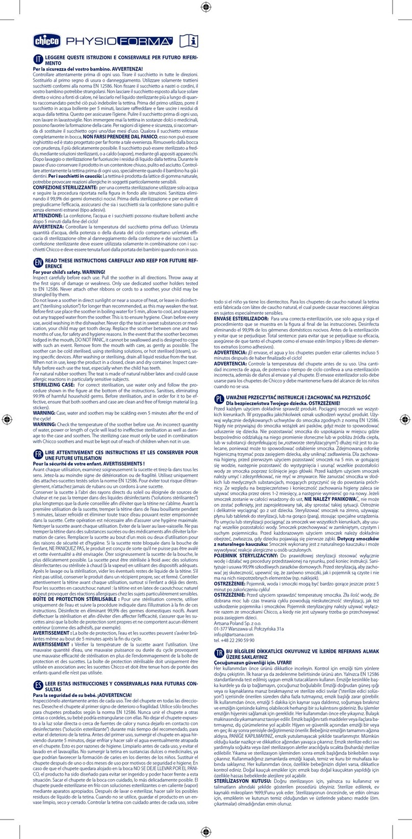 Chicco PHYSIOFORMA instructions