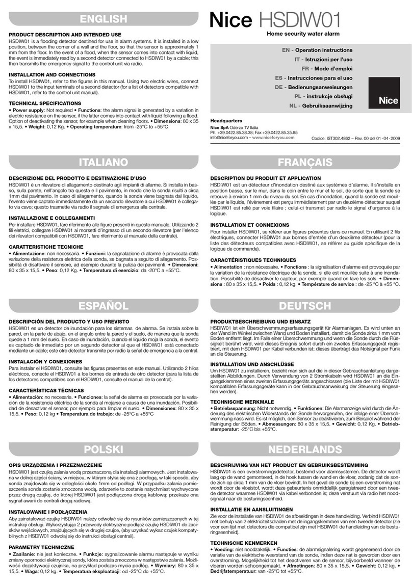 Nice HSDIW01 Operation instructions