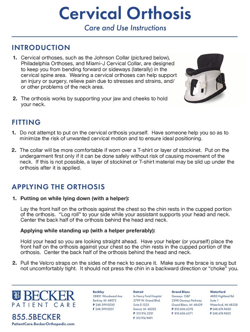 Becker Cervical Orthosis Care and use instructions