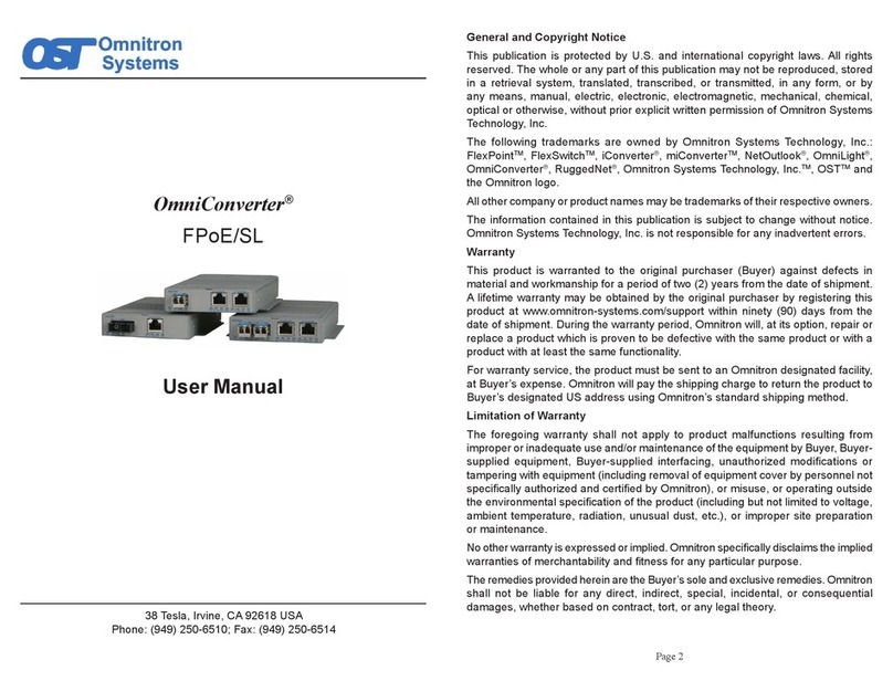 Omnitron Systems OmniConverter FPoE/SL user manual