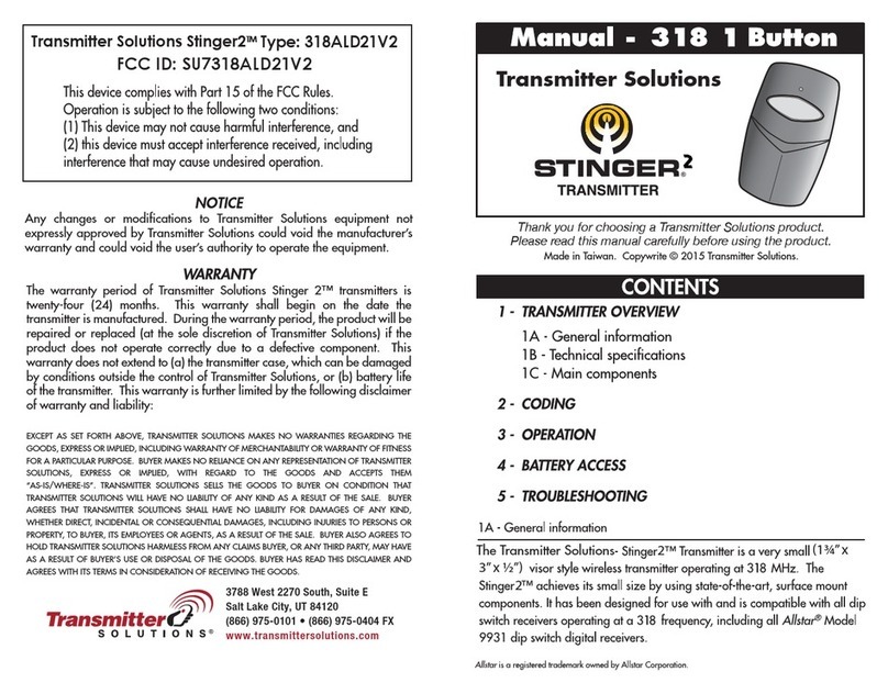 Transmitter Solutions STINGER2 318ALD21V2 User manual