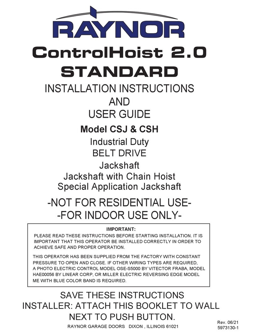 Raynor ControlHoist 2.0 STANDARD Mounting instructions